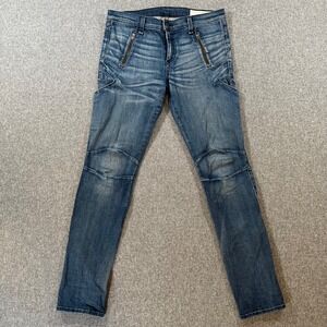 Rag & Bone JEAN Womens Moto Skinny Jeans Blue Denim Size 29 Made in USA